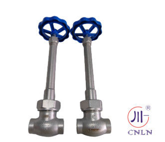 DN40 Criogénico globo de tronco largo válvula PTFE válvula CF8 CF3 Rueda de mano azul para gases especiales